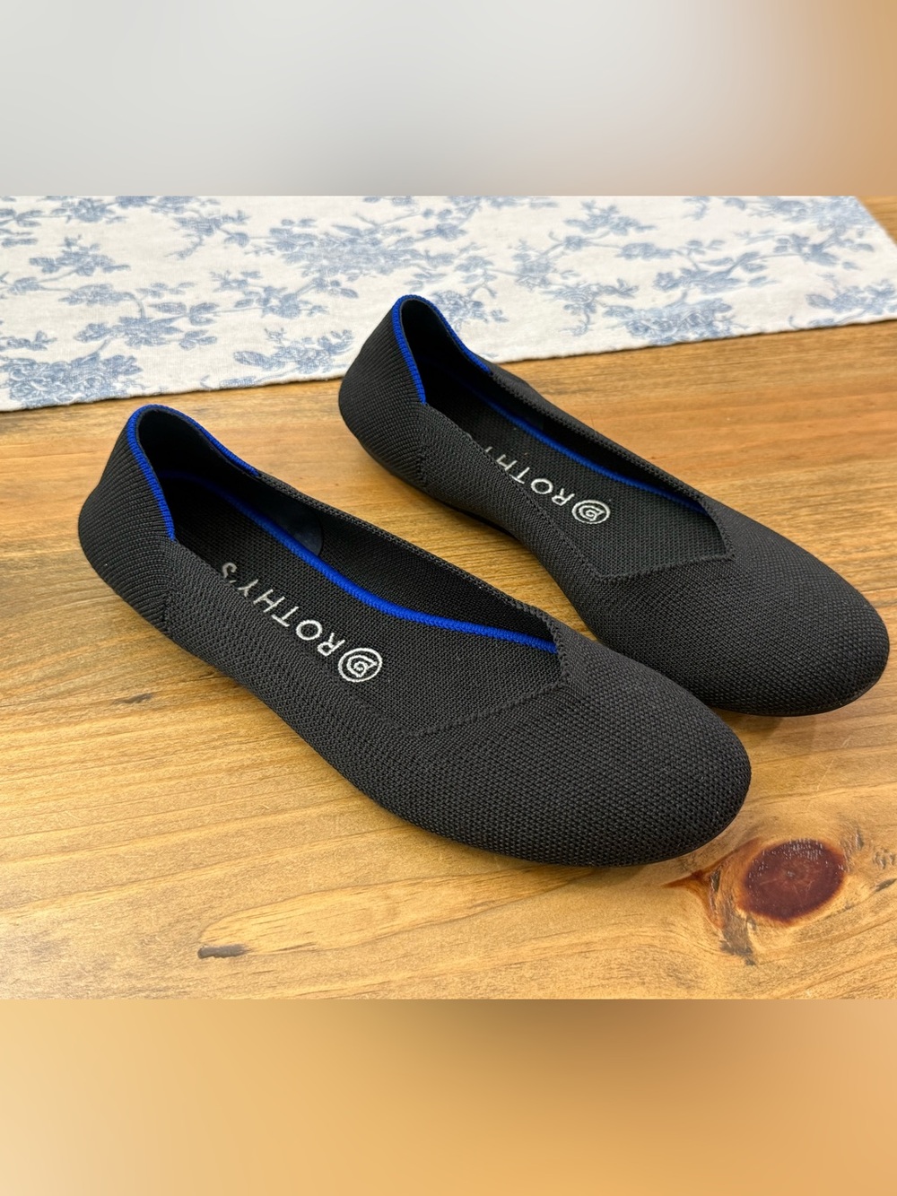 Rothy's The Flat black knit round-toe ballet flats